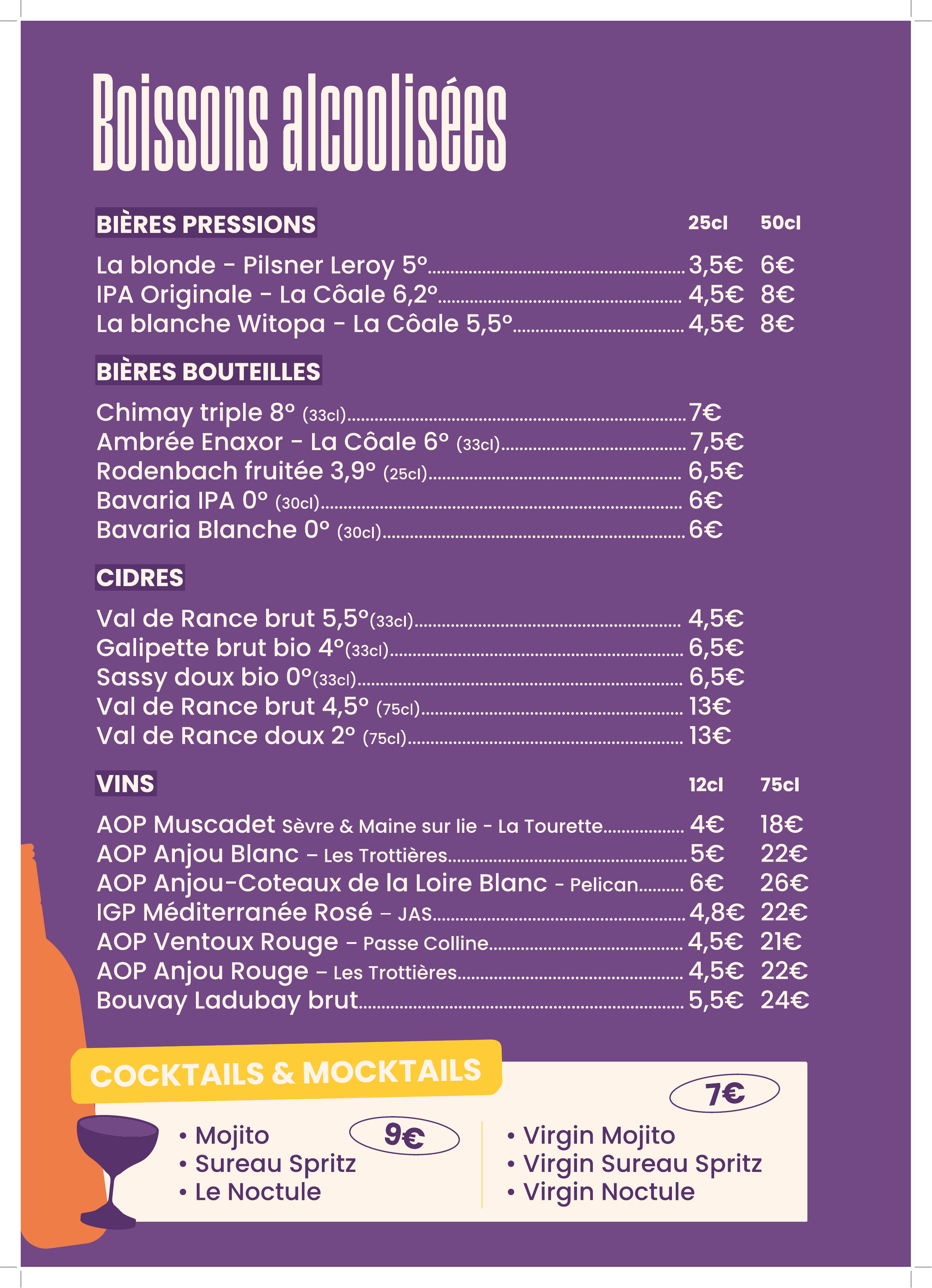 Menu Noctule — page 2